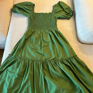 Abercrombie & Fitch Green Smocked Square Neck Sundress